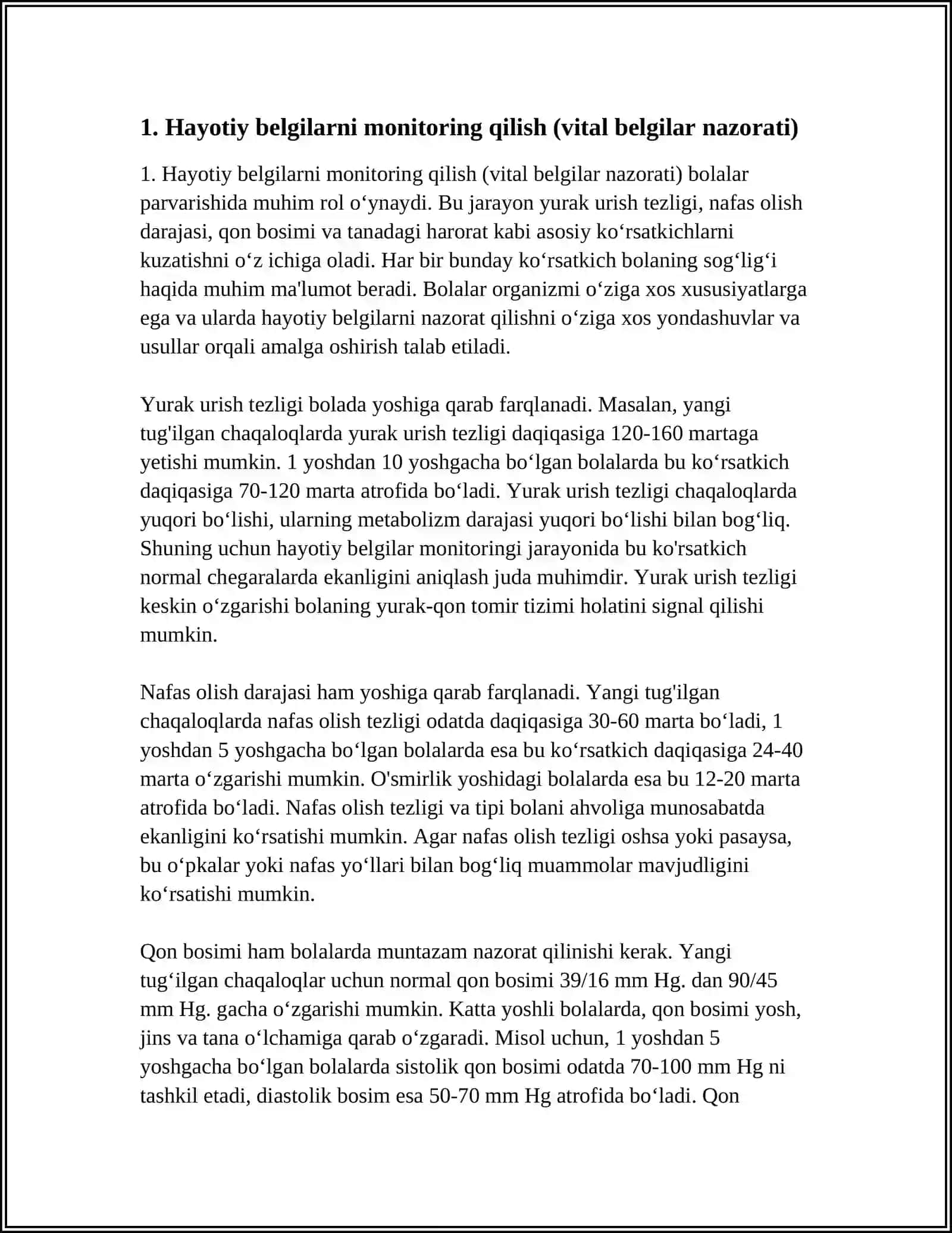 BEMOR BOLALAR PARVARISHI 4