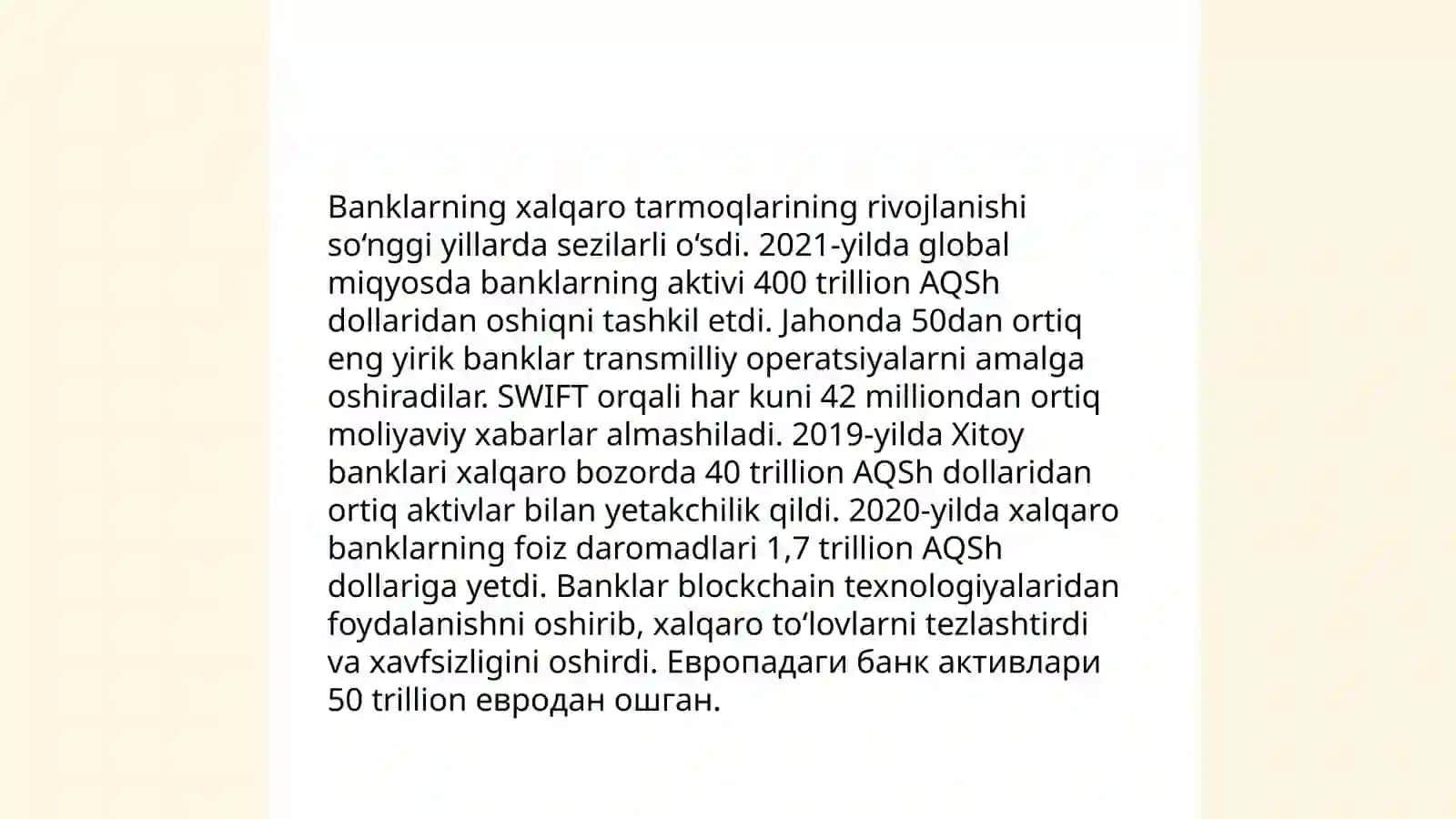 Xalqaro bank ishining qisqacha tarixi 4