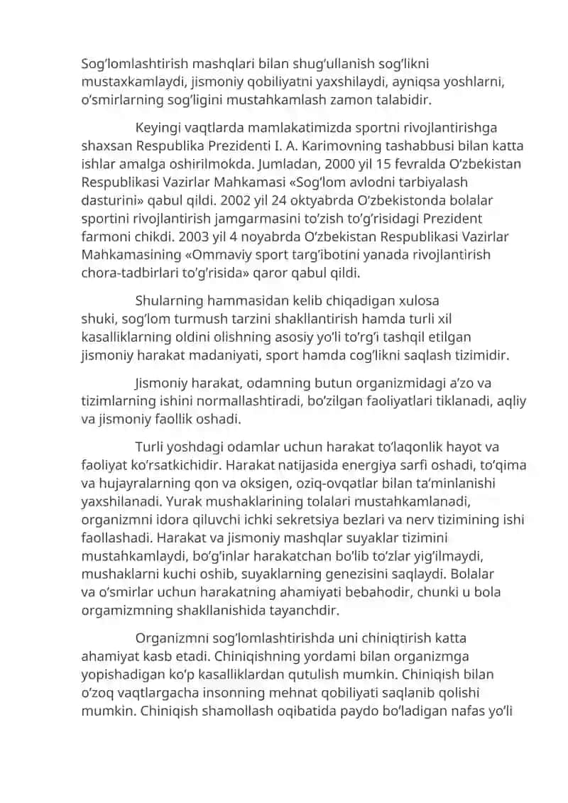 Organizmning chiniqtirish jarayonlari 4
