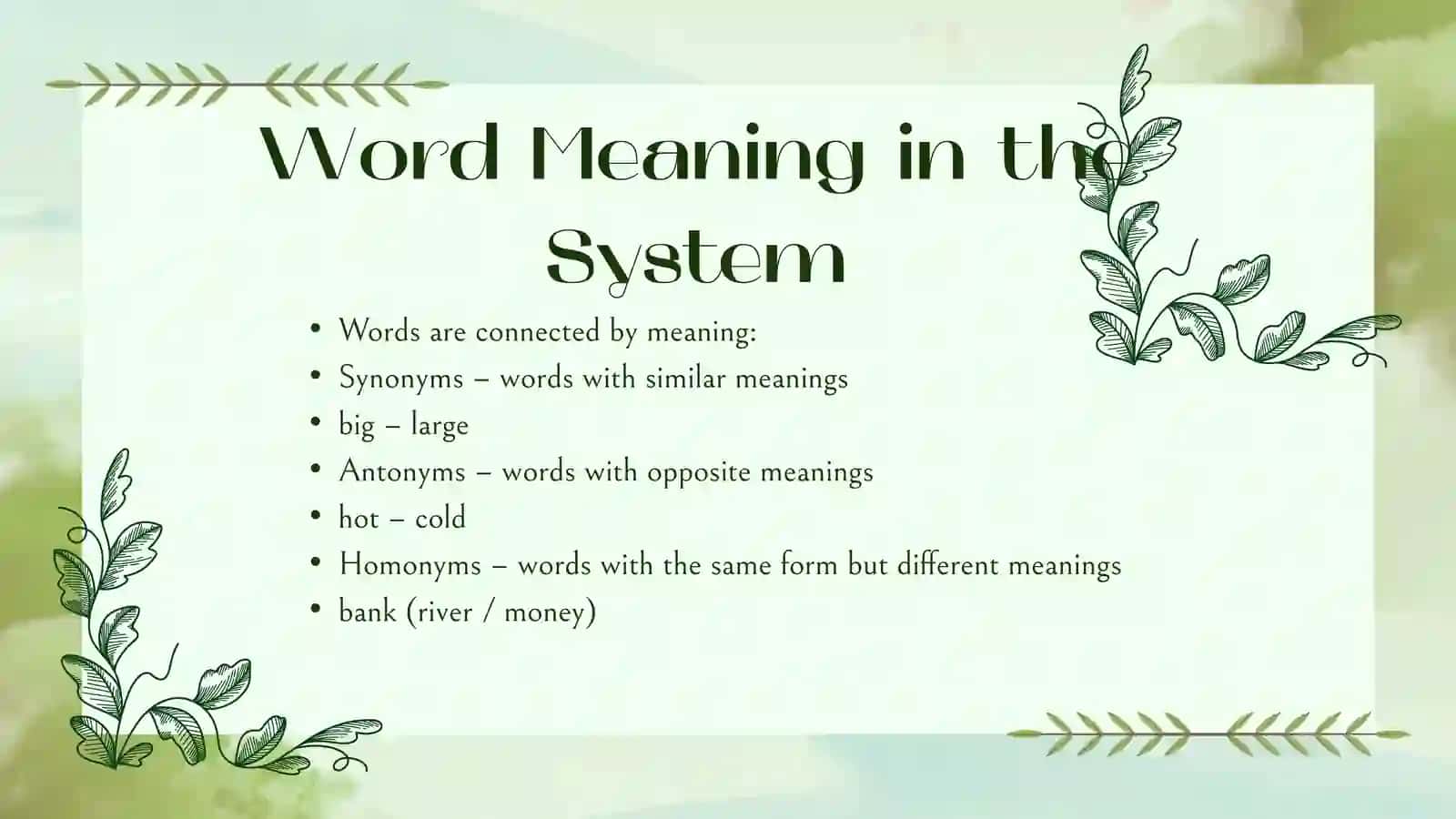 The English language as vocabulary system 4