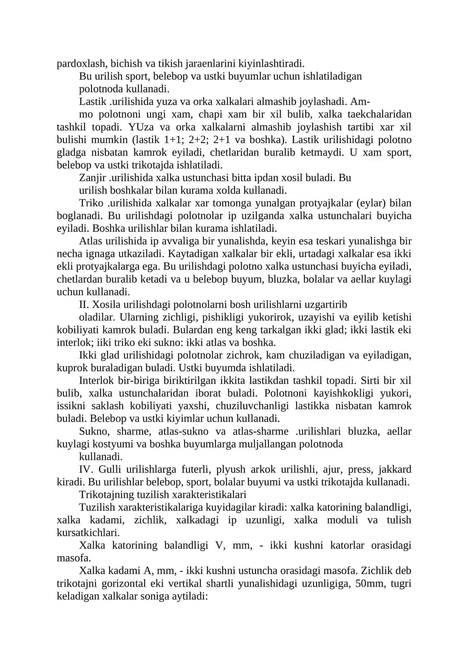 Noto`qima gazlamalar. Trikotaj mahsulotlar 4