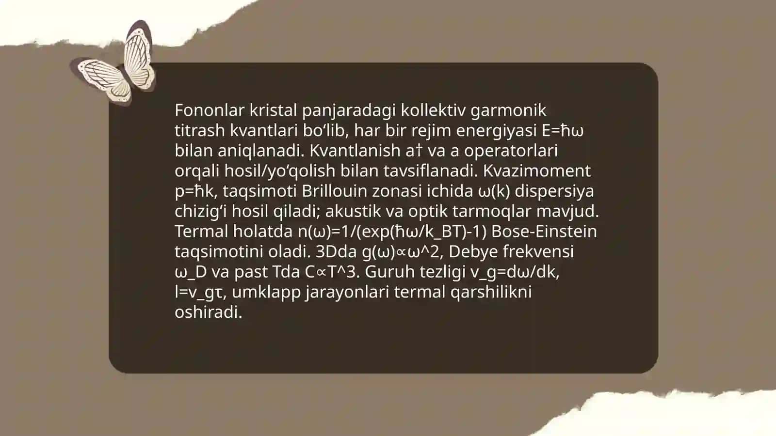 Kristal panjarasidagi atomlarning issiqlik harakati 4