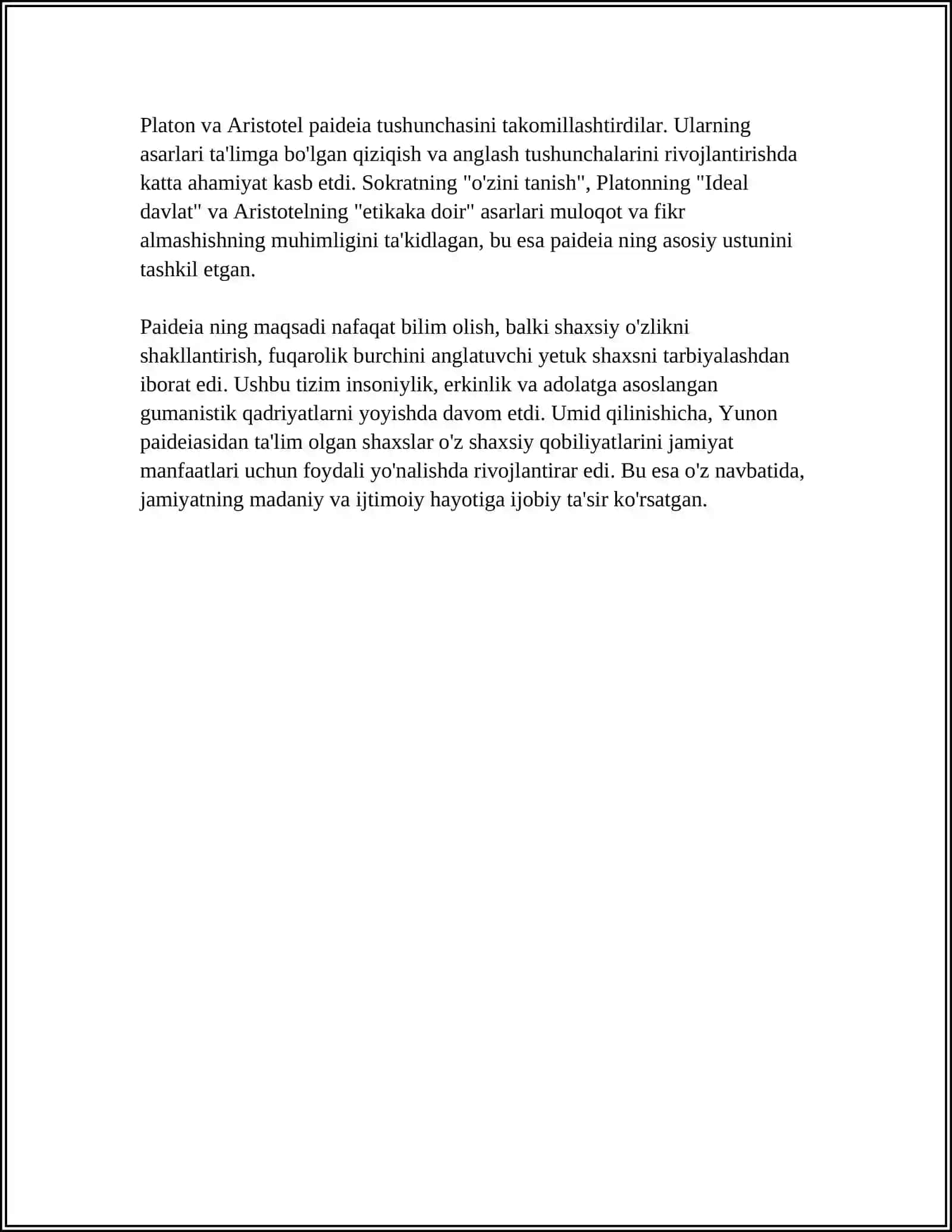 QADIMGI YUNONISTON, SPARTA VA AFINADA, MARKAZIY OSIYODA TA'LIM VA PEDAGOGIK FIKRLAR 4