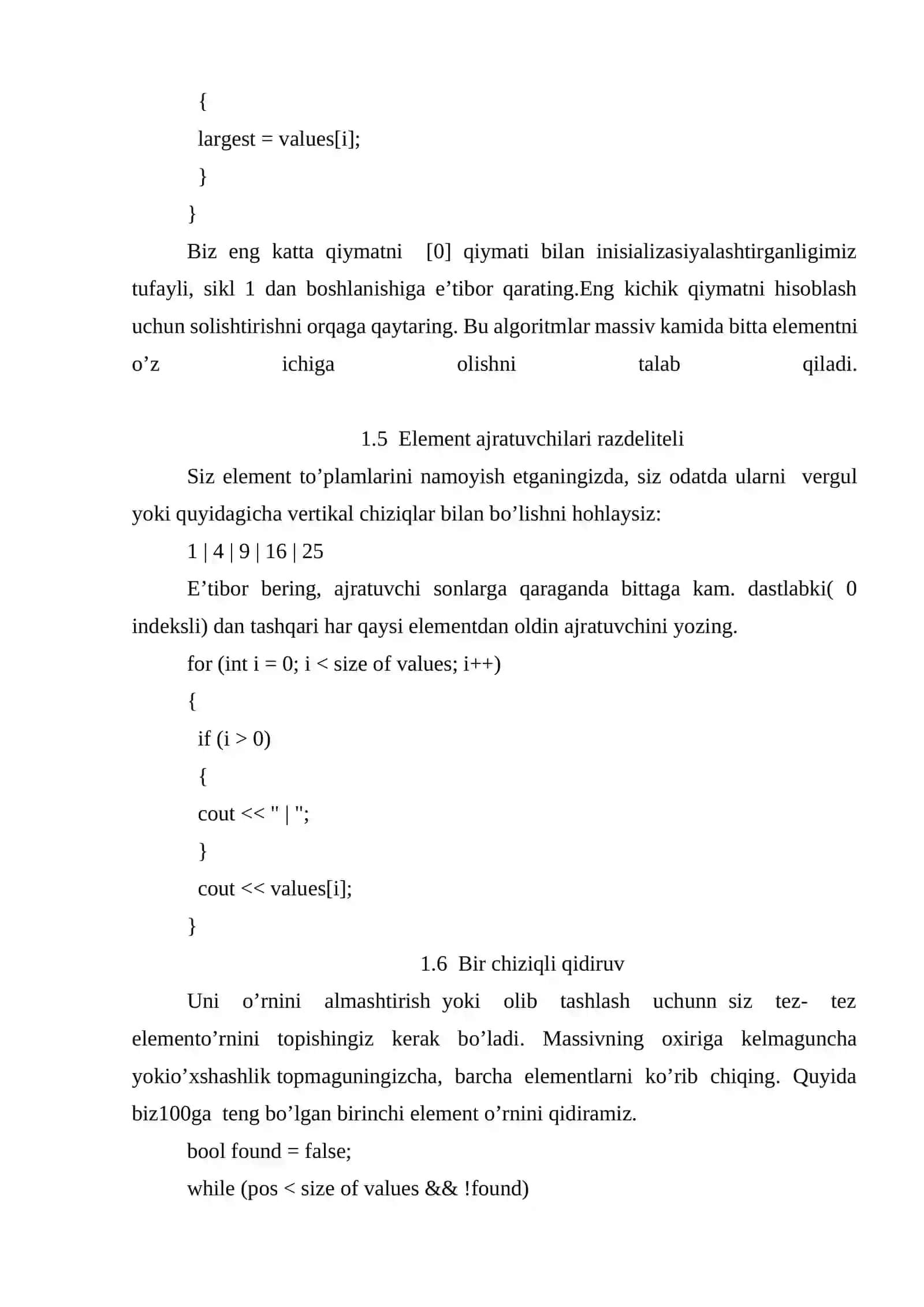 Massivlar uchun umumiy algoritmlar 4