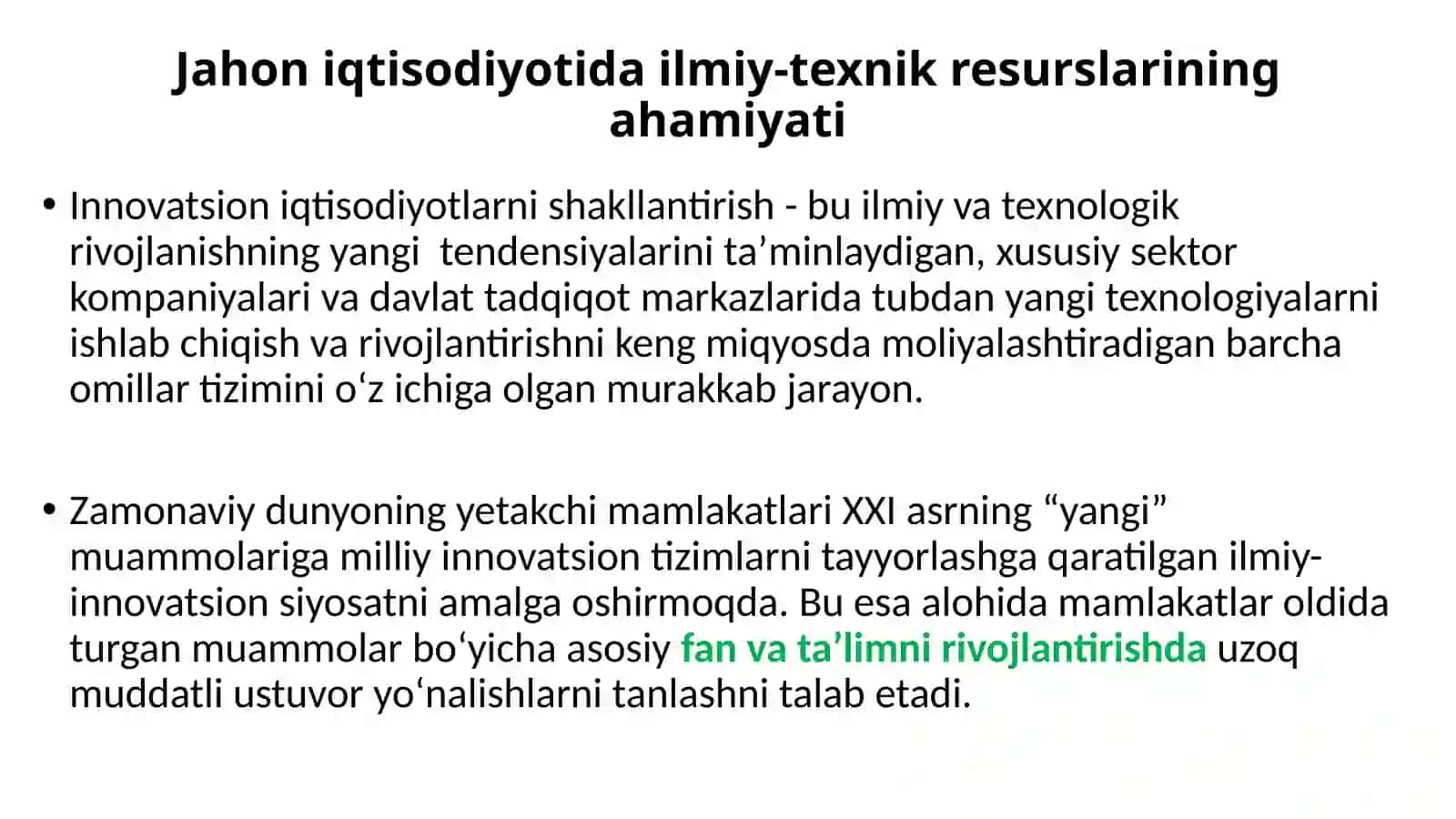 Jahon iqtisodiyotining ilmiy-texnik resurslari 4
