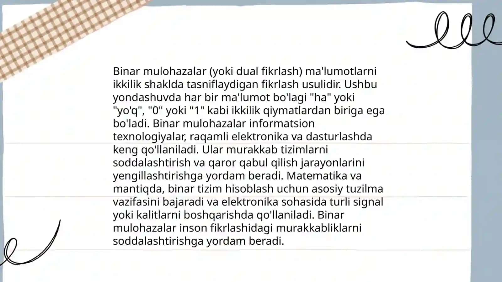 Mulohazalar va binar mulohazalar 4