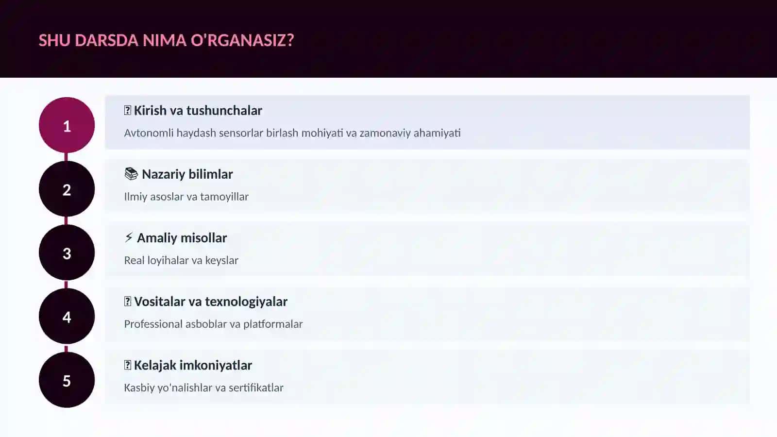 AVTONOMLI HAYDASH SENSORLAR BIRLASH 4