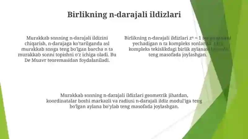 Murakkab Sonlar va Algebra Asosiy Teoremasi 4