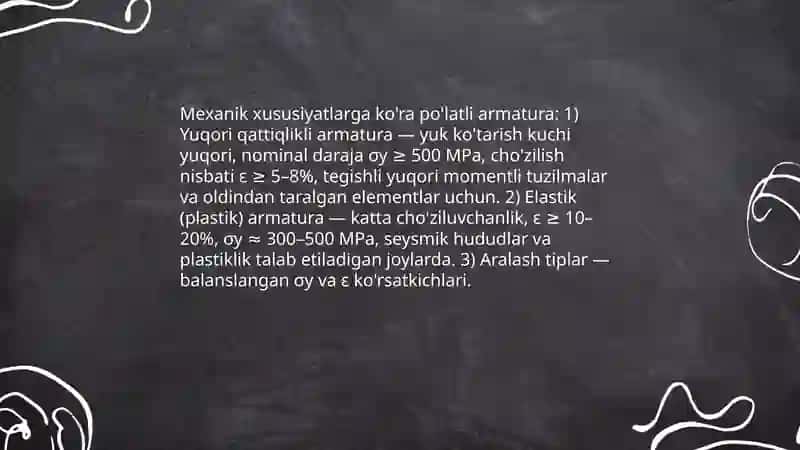 Po'latli armatura klassifikatsiyasi 4