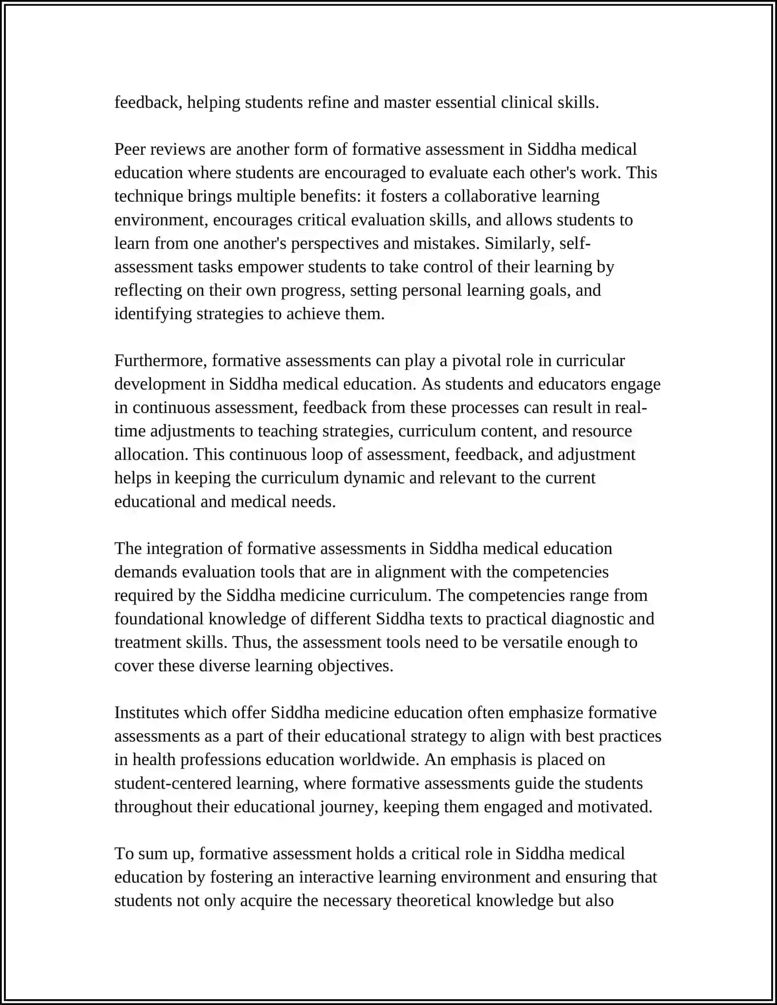 MEDICAL EDUCATIONFORMATIVE ASSESSMENT CULTURE PROJECT SIDDHA MEDICINE 4