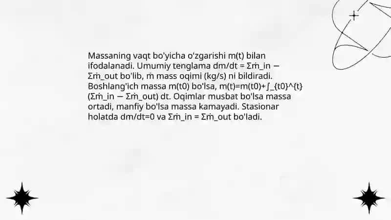 O'zgaruvchan massali jismning harakati 4