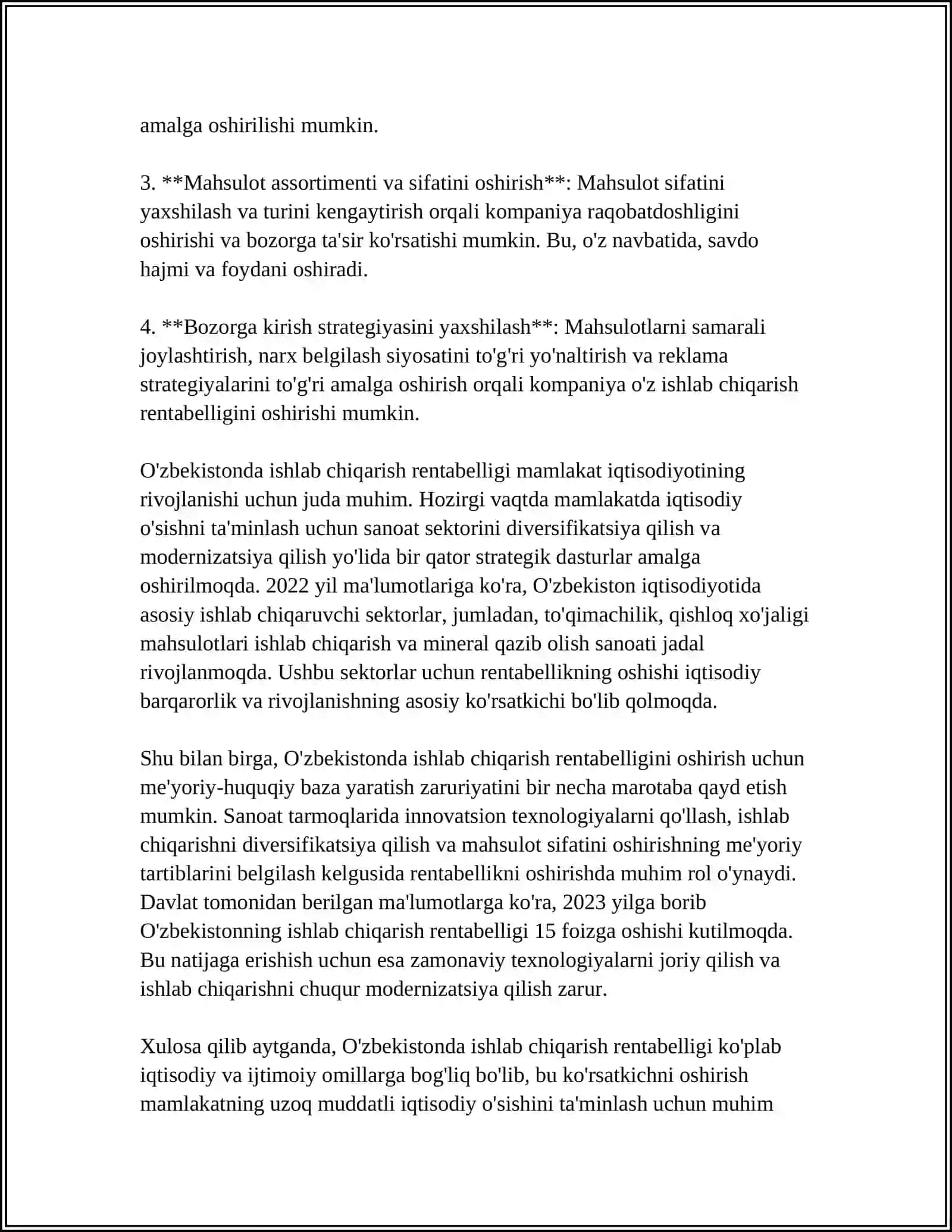 ISLAB CHIQARISH RENTABELLIGI VA UNGA TAʻSIR ETUVCHI OMILLAR 4