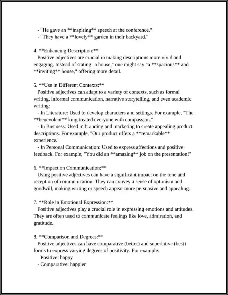 Positive Adjectives 4