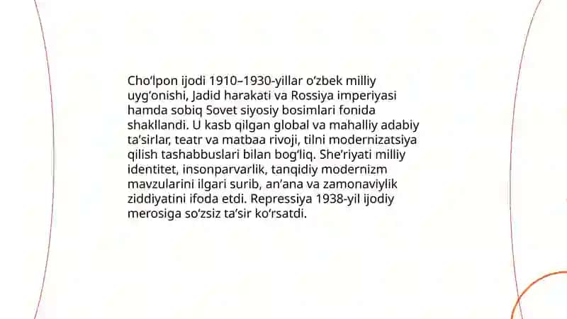 Cho'lpon she'rlarini ifodali o'qish va tahlil qilish 4