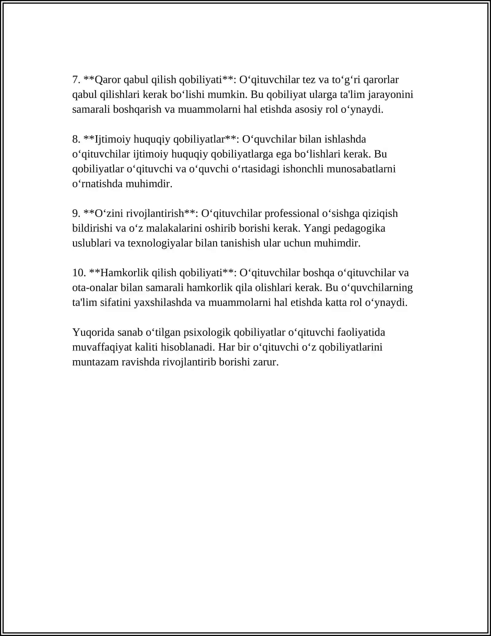 OʻQITUVCHINING PEDAGOGIK QOBILIYATI 4