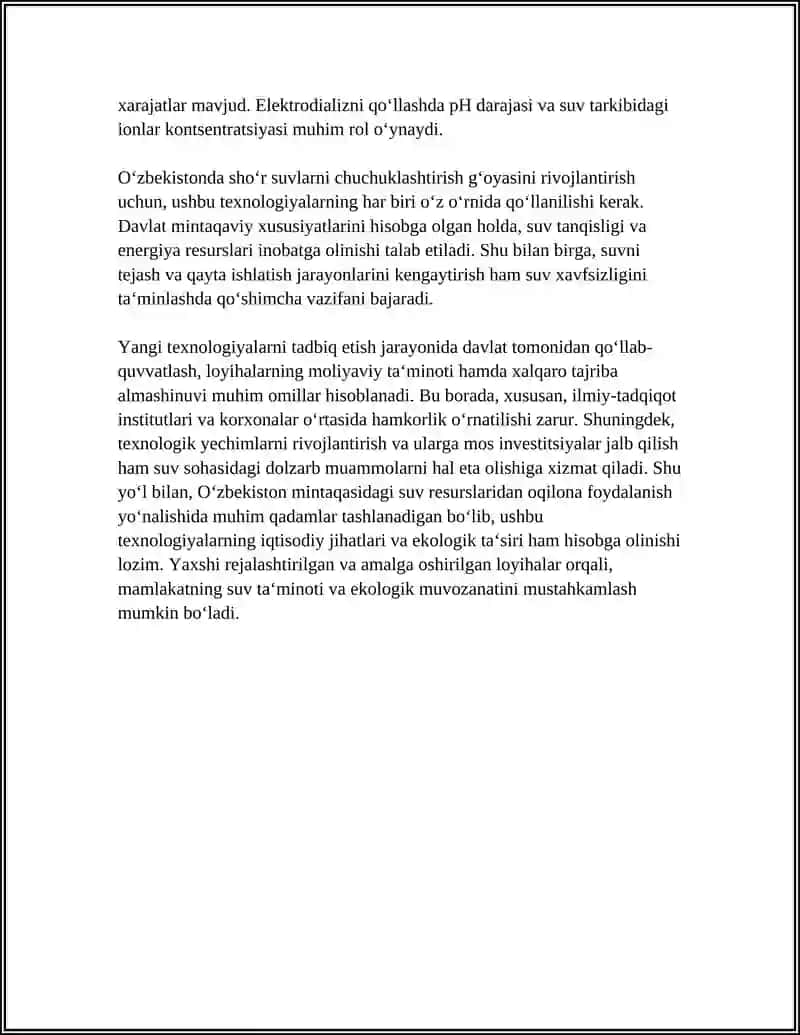 O'zbekiston sharoitida sho'r suvlarni chuchuklashtirish texnologiyalari (RO, termal, elektrodializ) 4