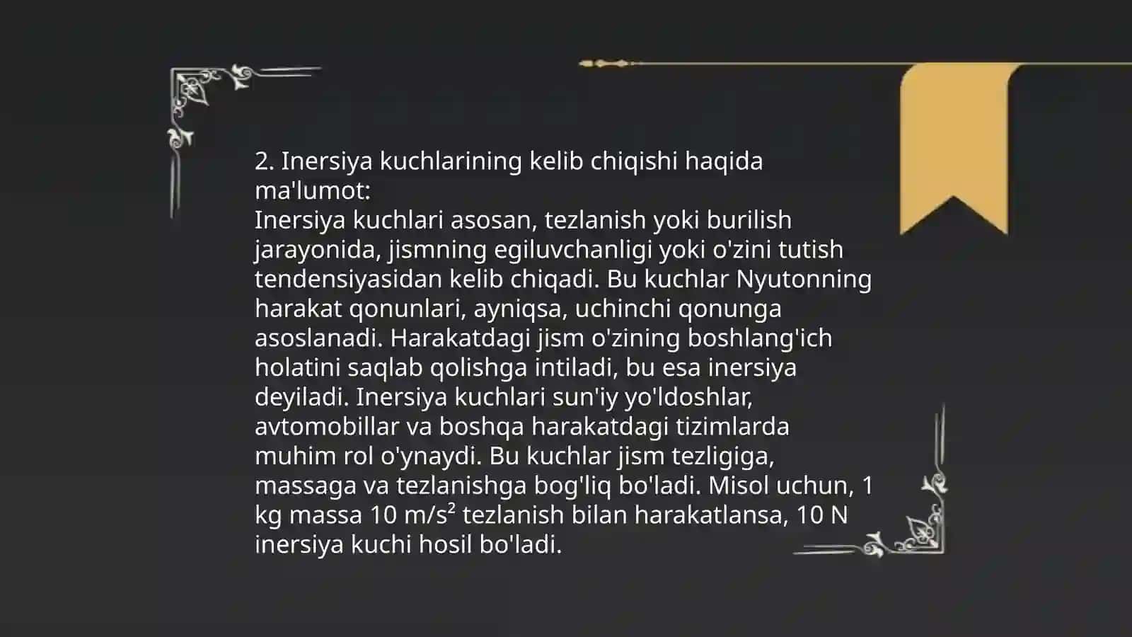 Noinersial sanoq tizimlardagi inersia kuchlari 4