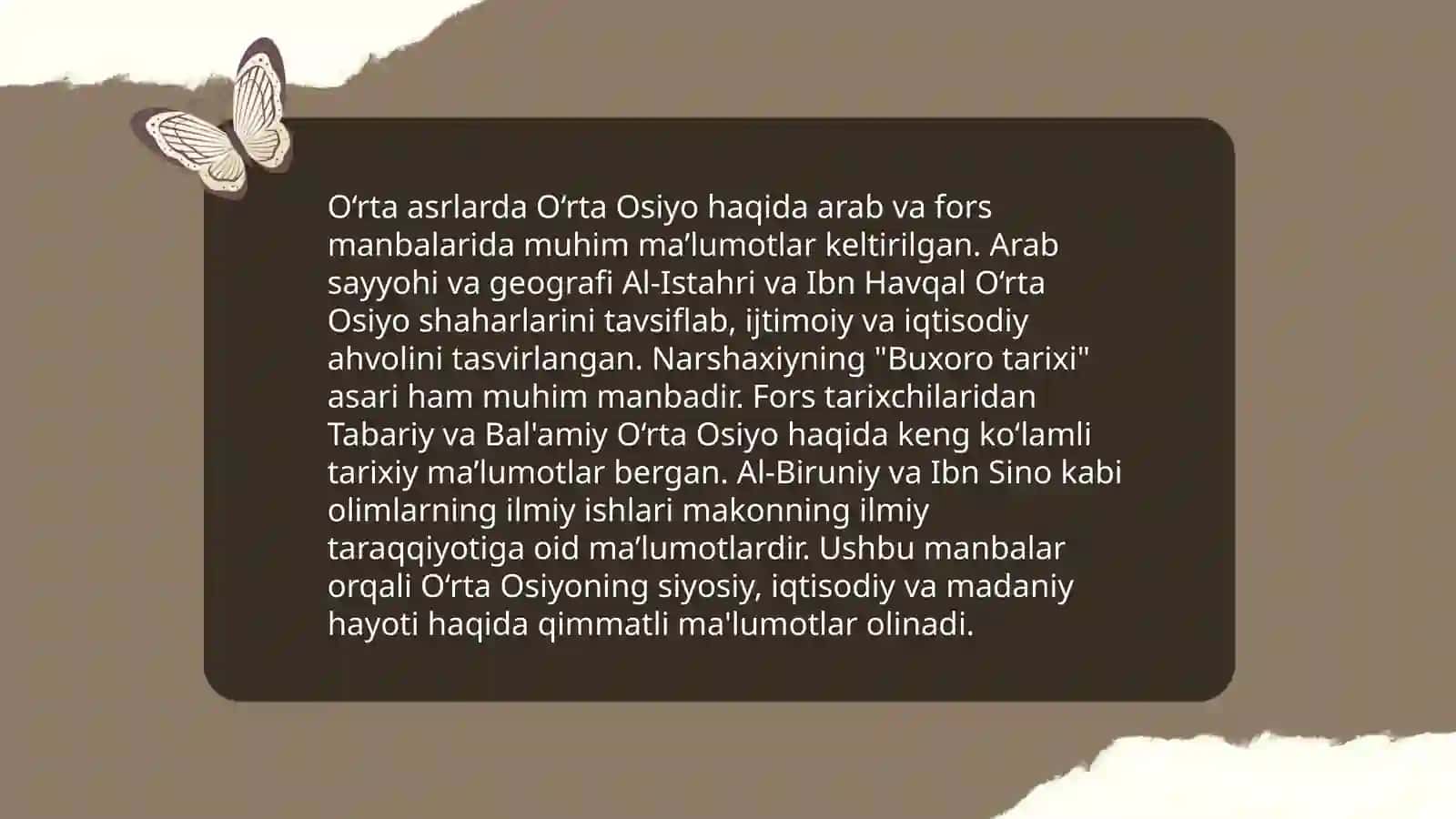 O'zbekistonni tabiiy geografik o'rganish tarixi bosqichlarni va ularga qisqacha tavsif 4