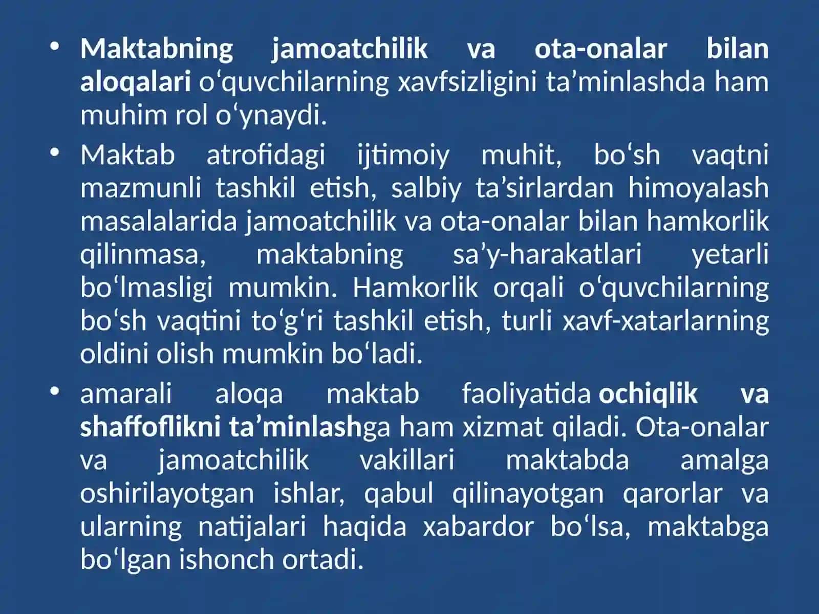 Mavzu: Oilalar va mahalliy jamoatchilik bilan ishlash 4