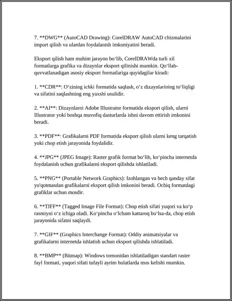 CorelDRAW DASTURIDA OB’YEKTLARNI IMPORT VA EKSPORT QILISH 4