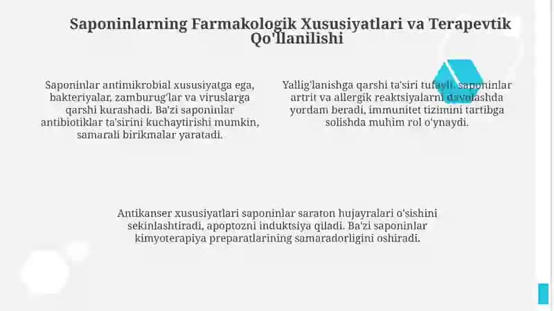Saponinlar va Dorivor O'simliklar 4