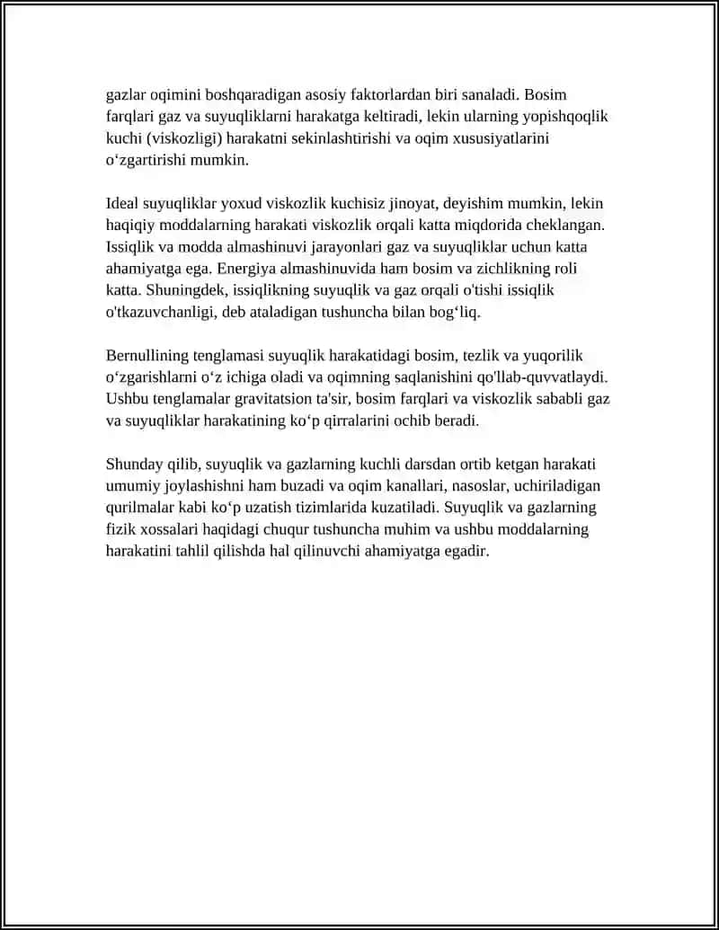 SUYUQLIK VA GAZLAR HARAKATI 4