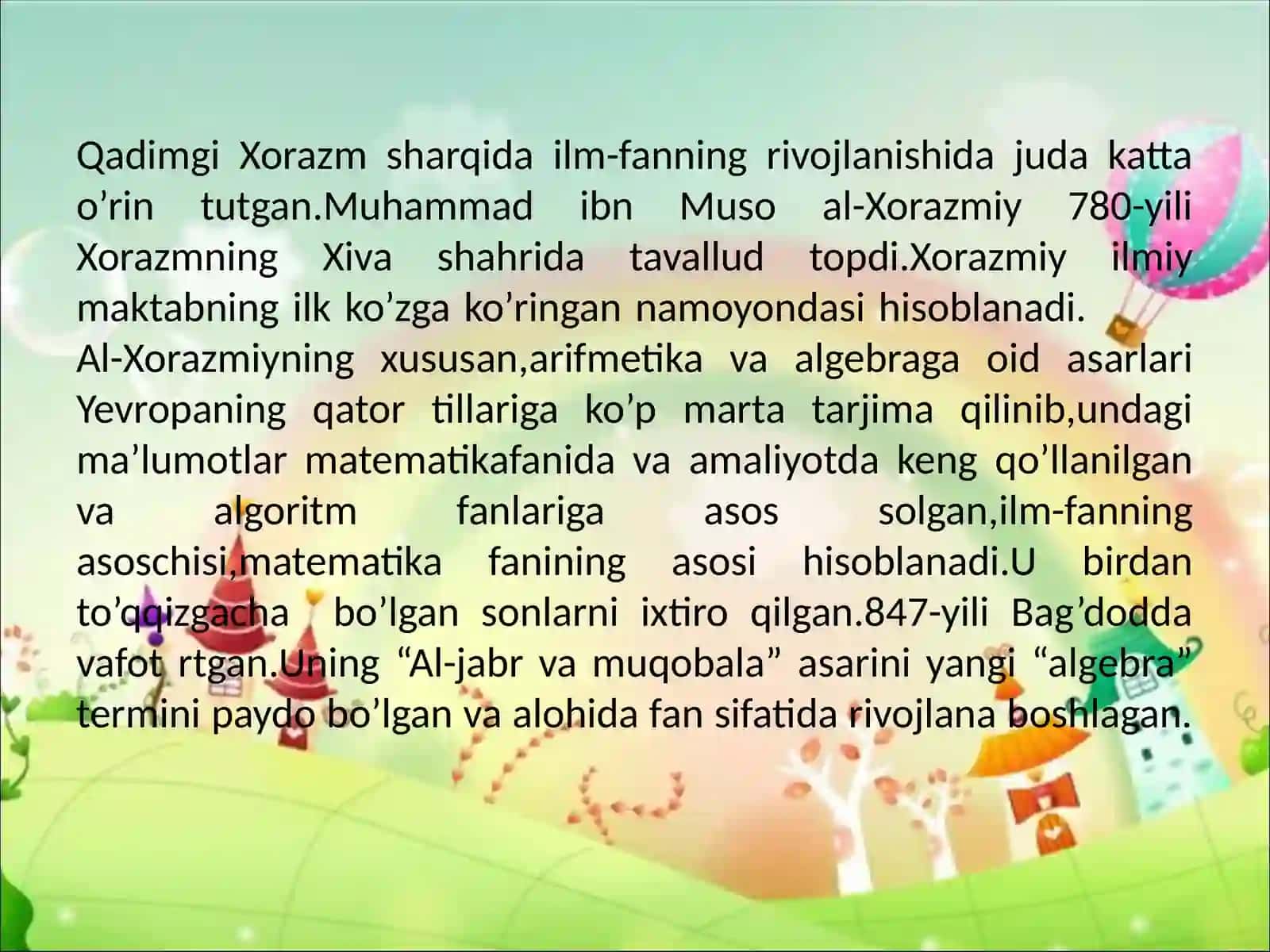 DARS ISHLANMASI “Matematika” fanidan 1-sinflar uchun 4
