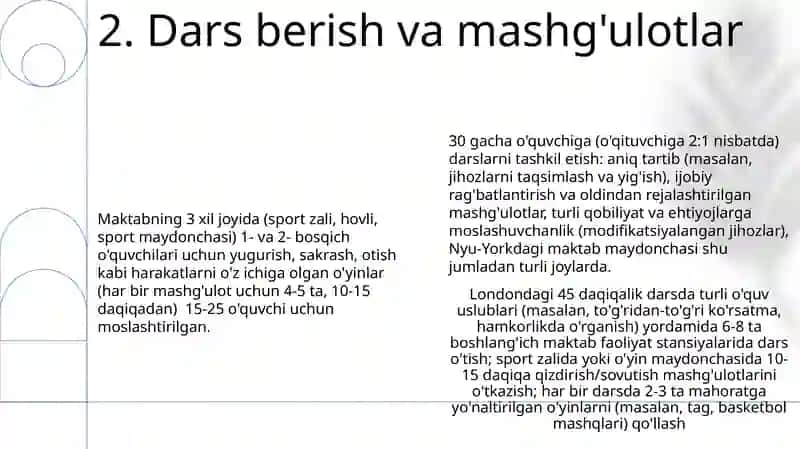 Boshlang'ich sinflarda jismoniy tarbiya darslarini tashkil etish 4