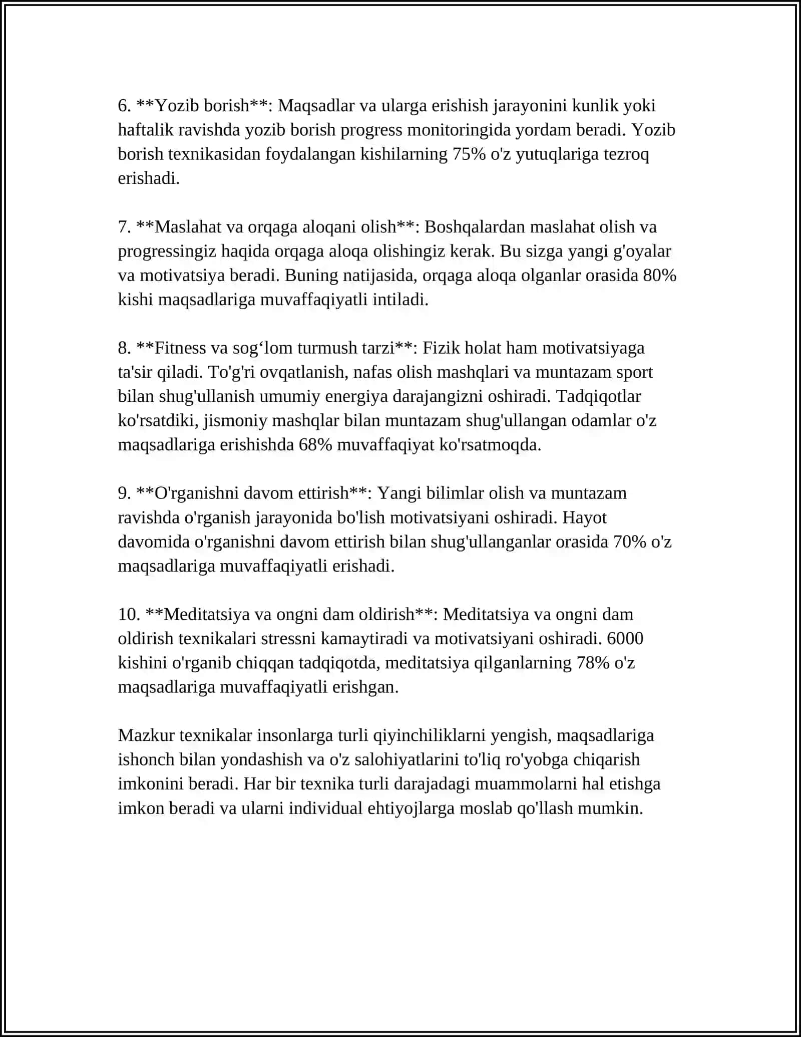 O‘z-o‘zini rag'batlantirish texnikalari 4
