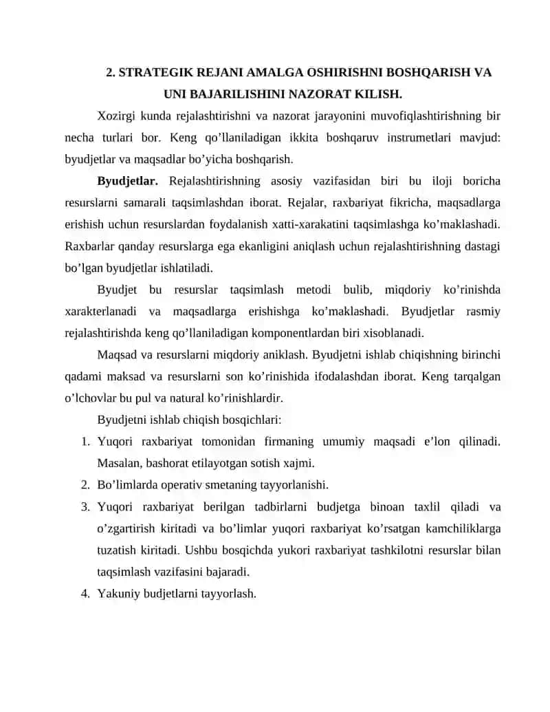 Strategiyani amalga oshirish usullari 4