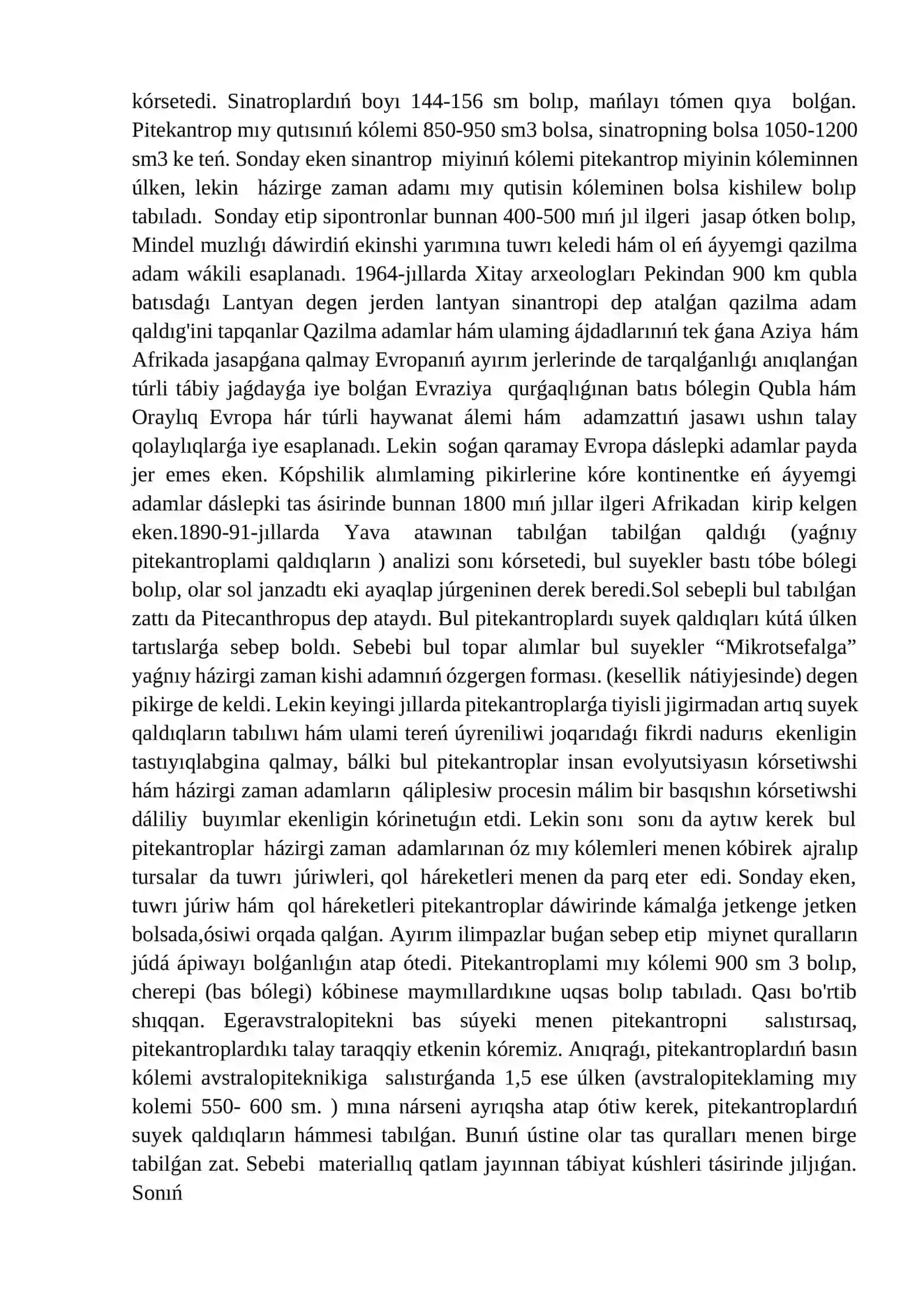 Homo sapiens payda boliwi ham antropogenez processinin juwmaqlaniwi 4