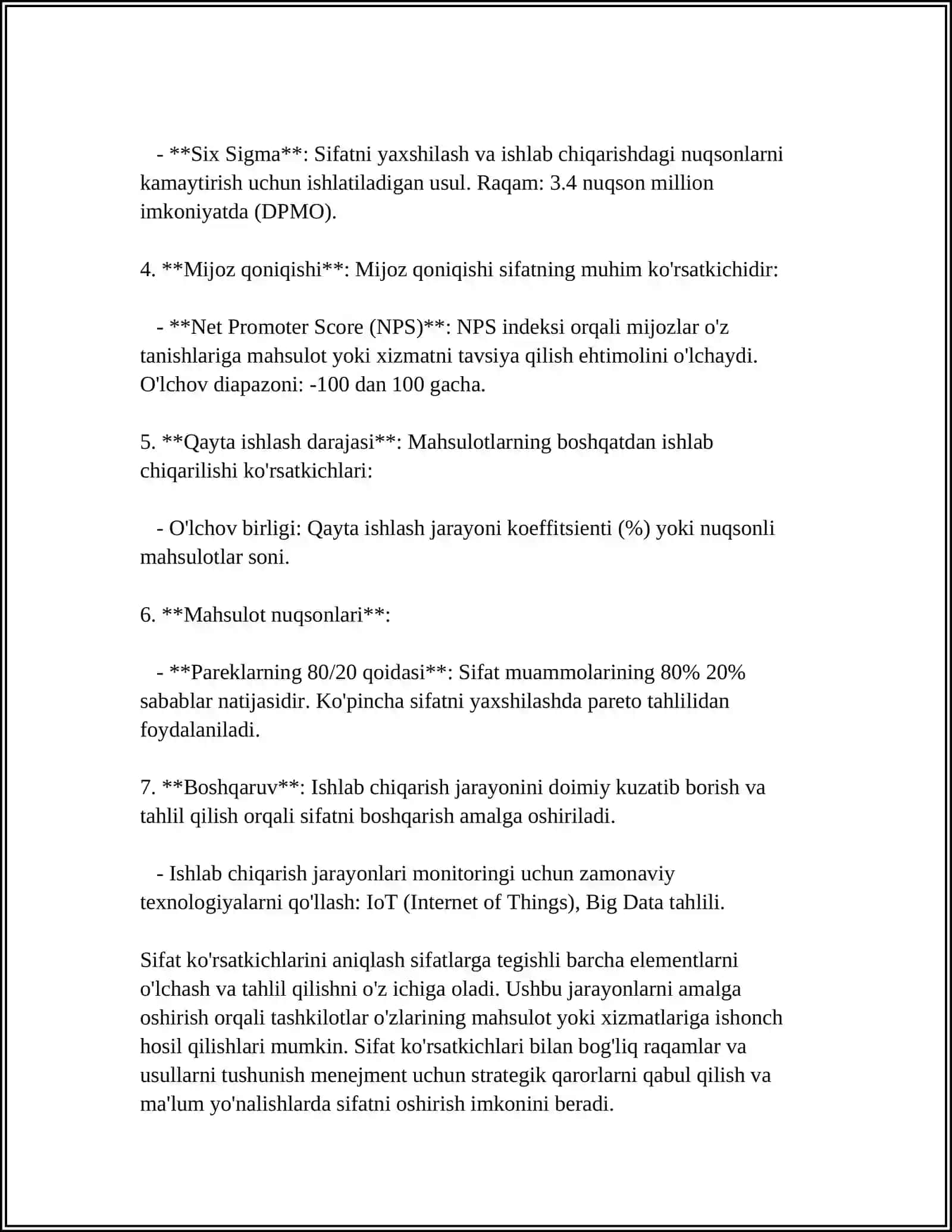 EKSPERT USULI YORDAMIDA SIFAT KO’RSATKICHLARINI TANLASH VA BAHOLASH 4