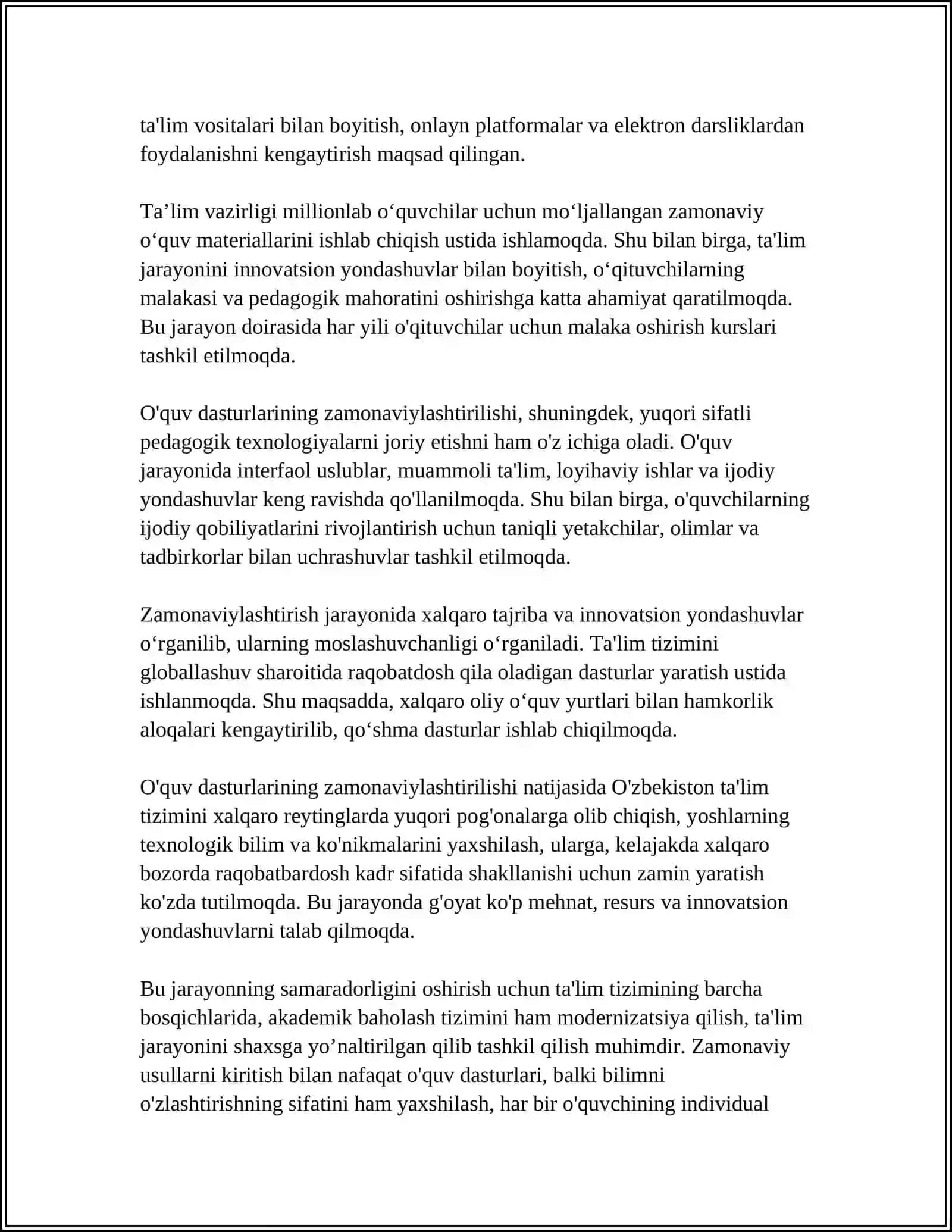 TALIM TIZIMIDAGI OʼZGARISH 4