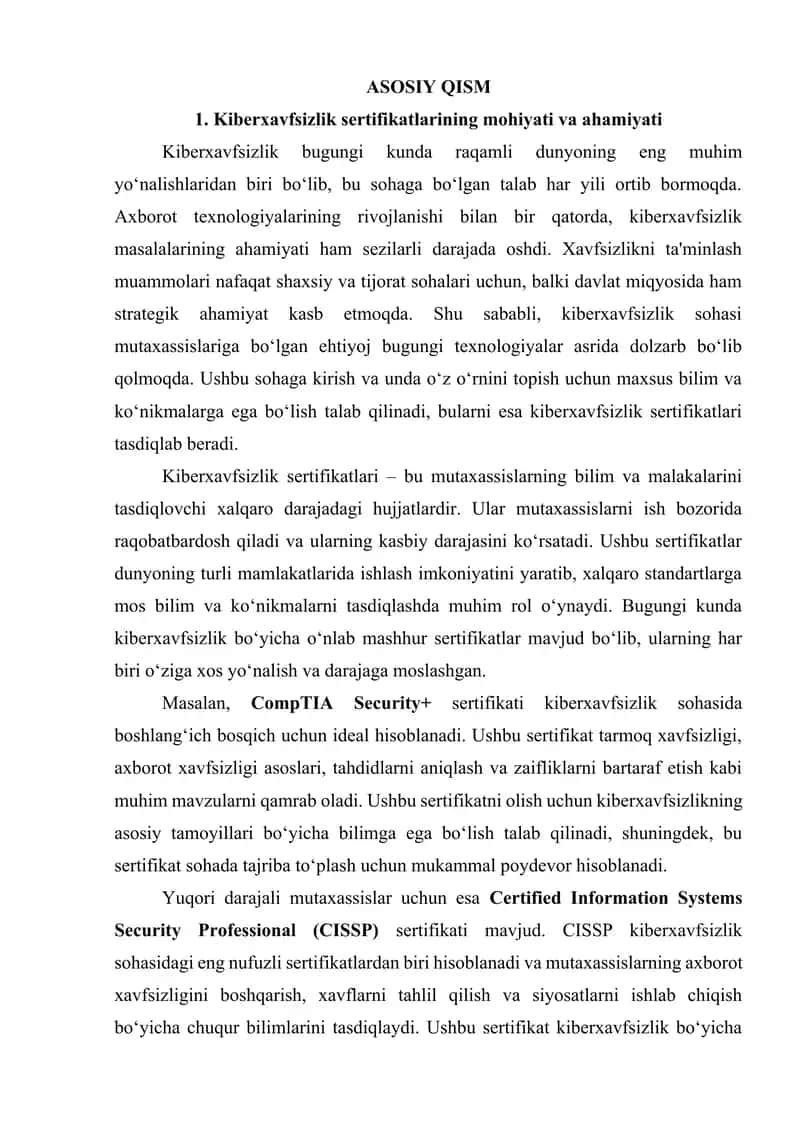 Kiberxavfsizlik sohasidagi mashhur sertifikatlar 4