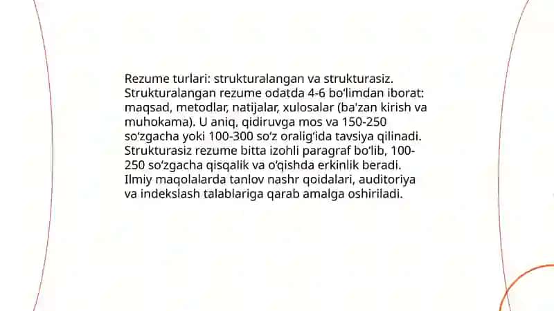 Ilmiy maqolaga rezume yozish 4