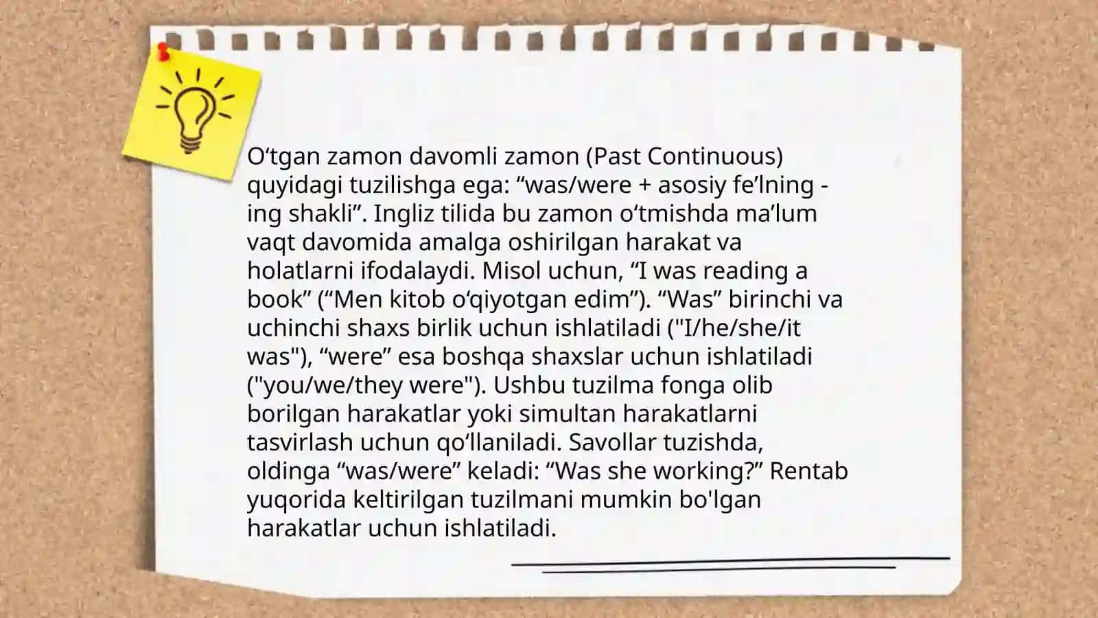 O'tgan zamon davomli zamon (Past Continuous Tense) 4