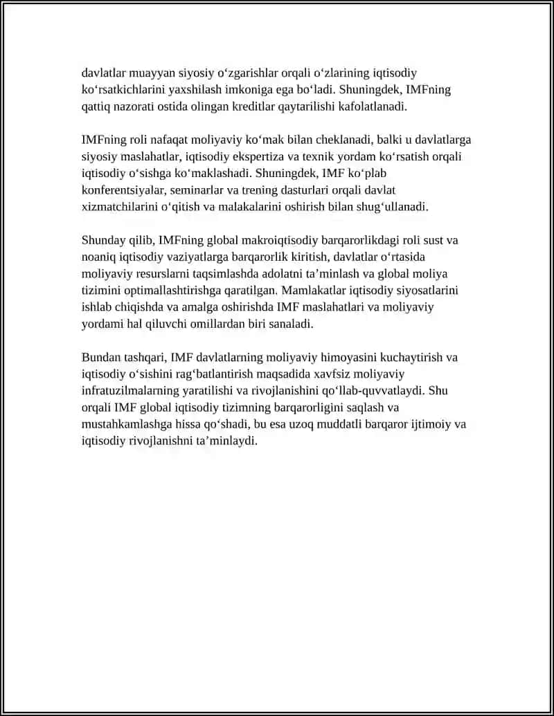 JAHON MOLIYA INSTITUTLARI FAOLIYATI 4