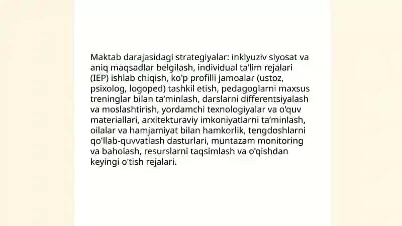 Chet elda alohida taʼlim ehtiyojlari boʻlgan bolalarning inklyuziv taʼlimi 4