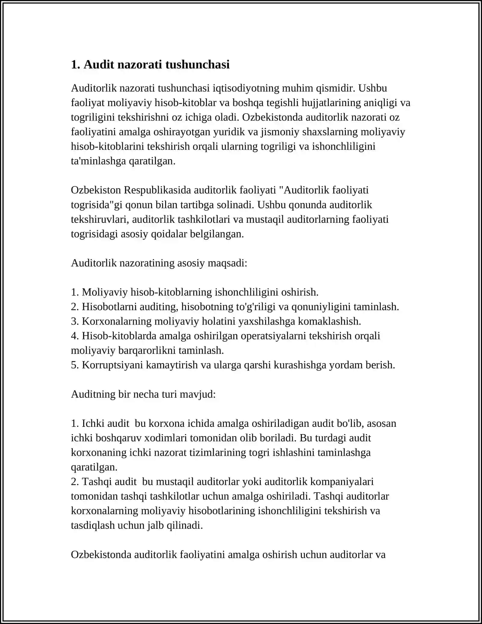 AUDITDA NAZORAT MUHITI VA UNING ELEMENTLARI 4