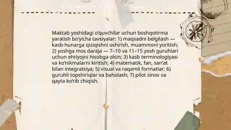 Boshqotirmalar turlari va kasb-hunarga yo‘naltirishdagi roli 4
