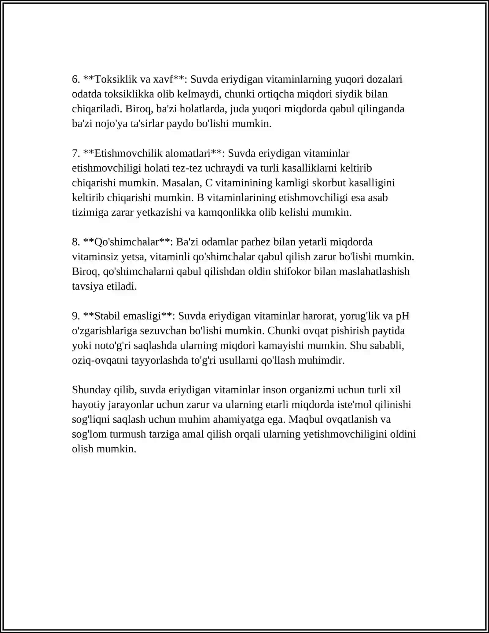 SUVDA VA YOĞDA ERIYDIGAN VITAMINLAR 4