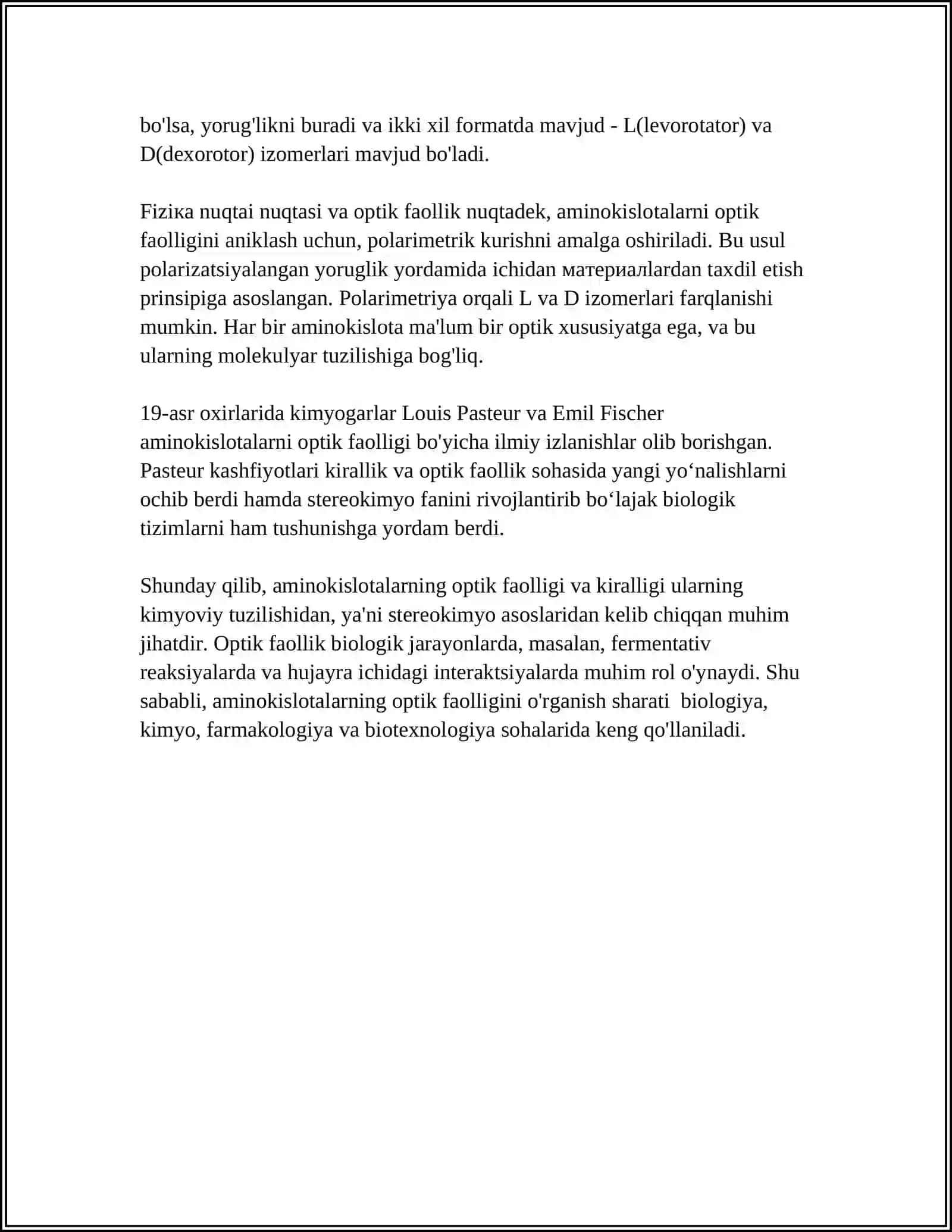 AMINOKISLOTALARNING OPTIK AKTIVLIGI 4