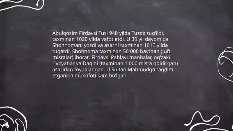 Firdavsiyning "Shohnoma "asari 4