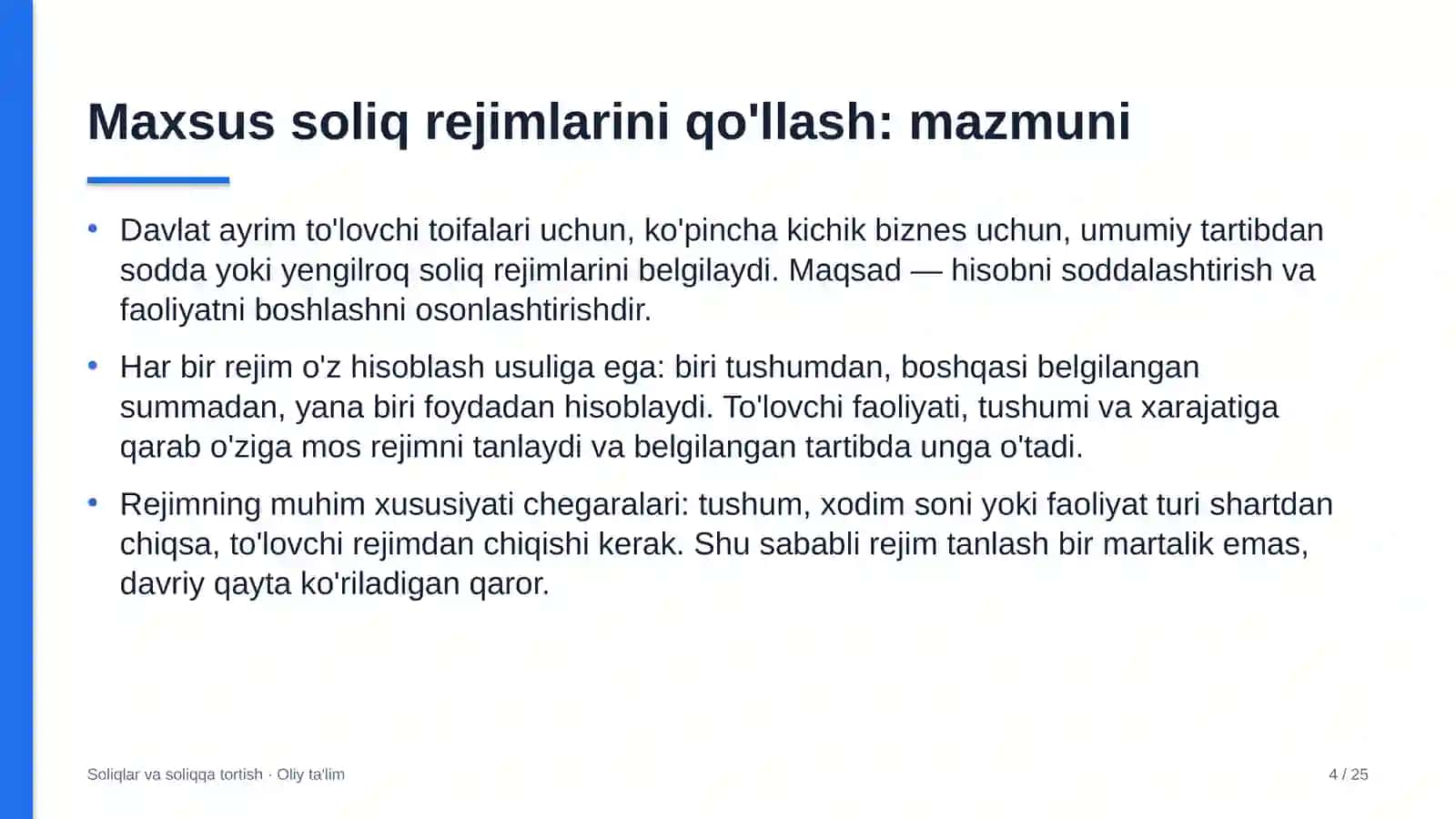 Bojsiz savdo do'konlarida maxsus soliq rejimlarini qo'llash 4