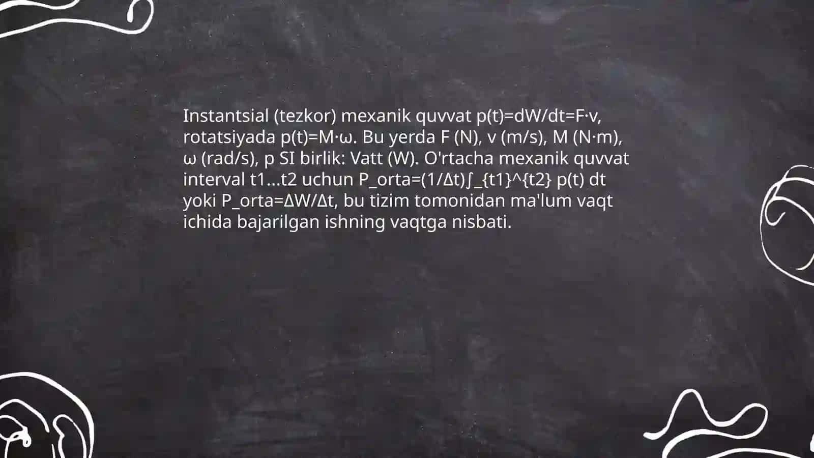 Mexanik quvvat.Mexanik energiya va uni saqlanish qonuni 4