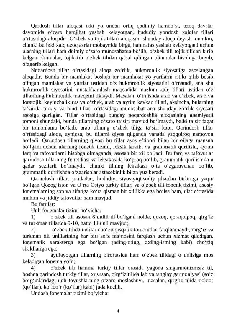 KIRISH. O‘ZBEK TILI VA TILSHUNOSLIGI TARAQQIYOTI 4