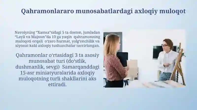 San'at asarlarida axloqiy muloqot misollari 4