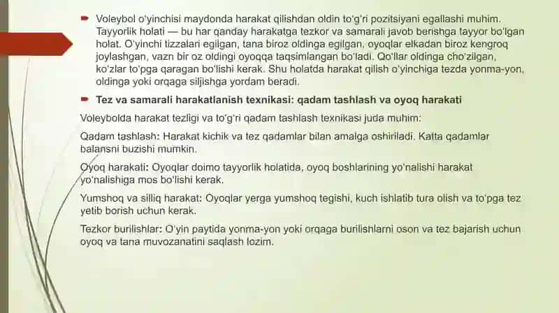 Voleybolo‘yinidaharakatlanishtexnikasi 4