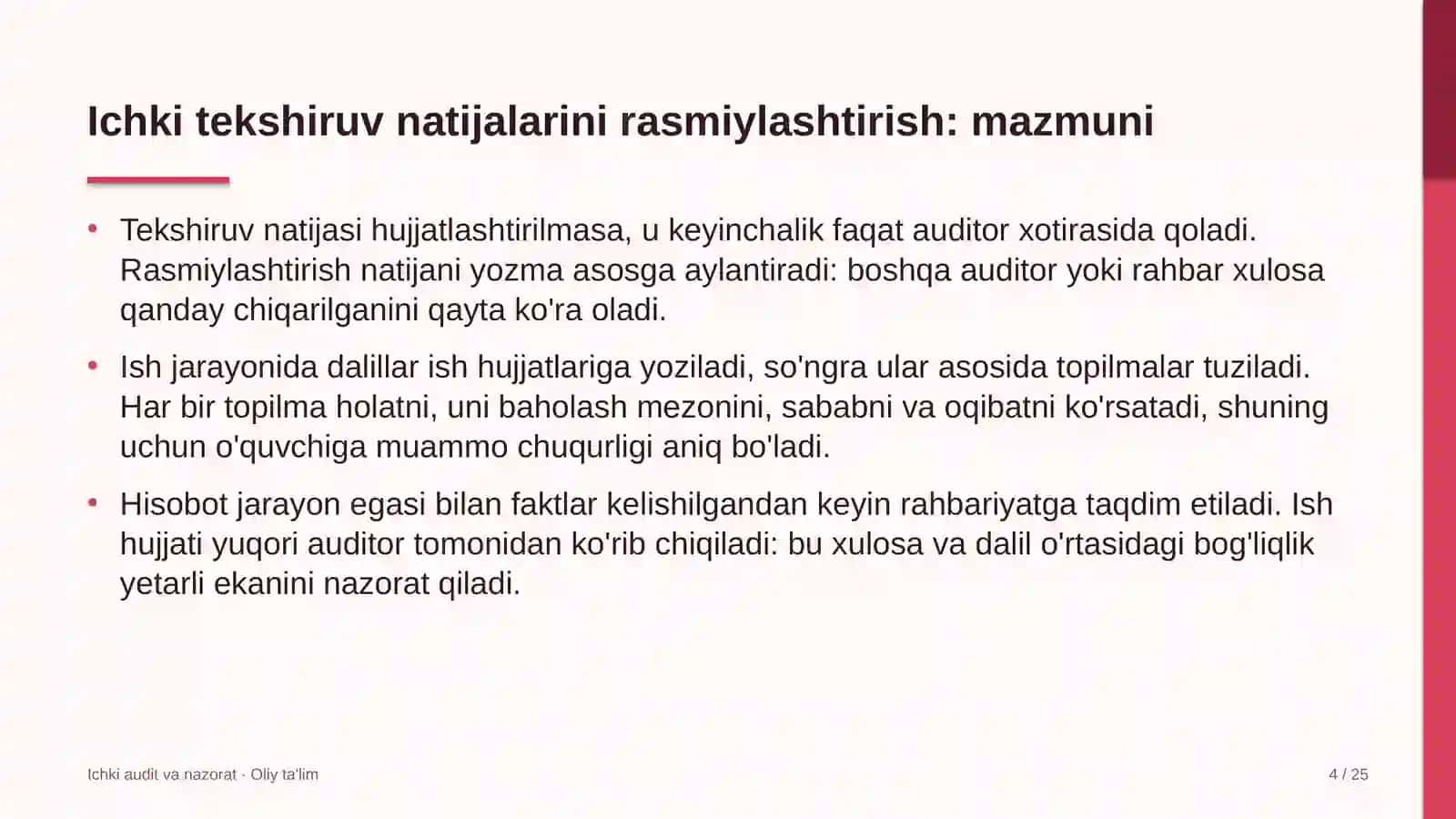 Ichki Audit va Nazorat · Oliy Ta'lim 4