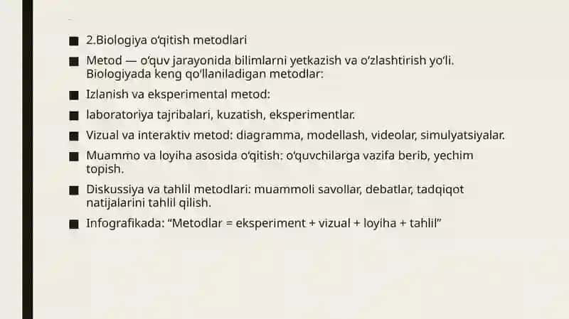 Biologiya o‘qitish mazmuni 4